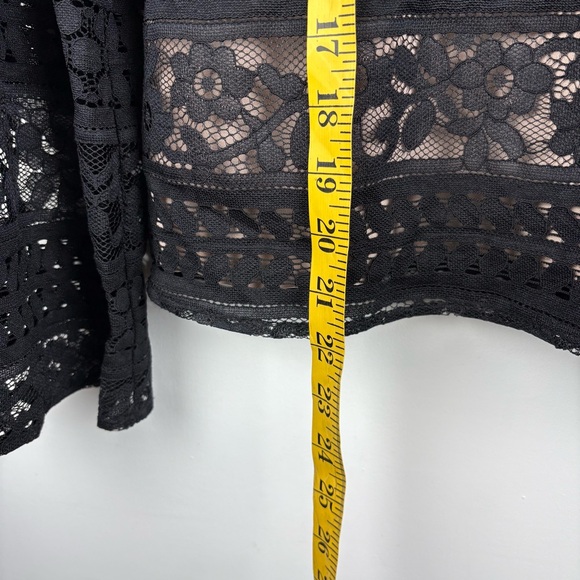 English Factory Top Black Floral Lace Victorian Bell Sleeves Blouse Dainty Sz S* - Picture 6 of 11